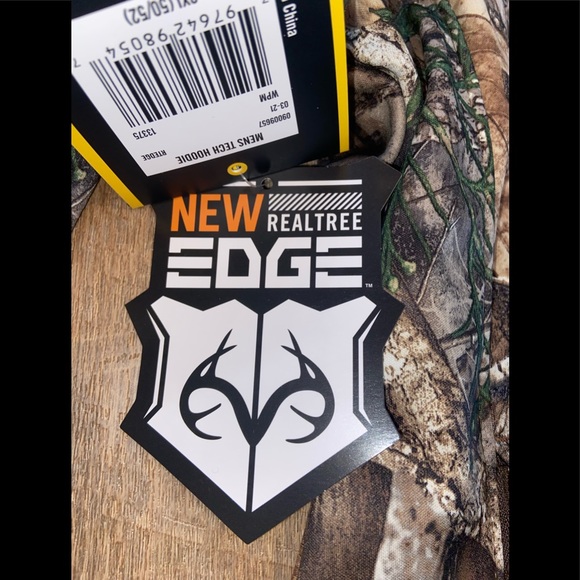 REAL TREE EDGE CAMO MEN'S HUNTING TECH HOOD PULLOVER w/Built-In FACE GAITER NEW - Picture 7 of 16